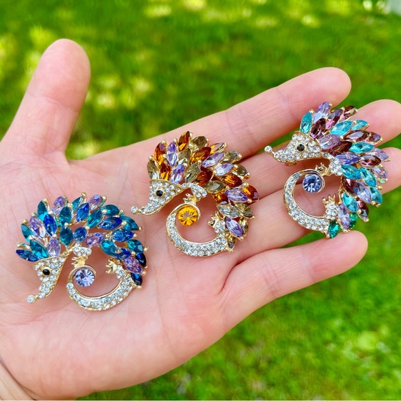 Hedgehog Brooch Hedgehog Pin Rhinestone Hedgehog Pin Hedgehog Pendant - Picture 9 of 9